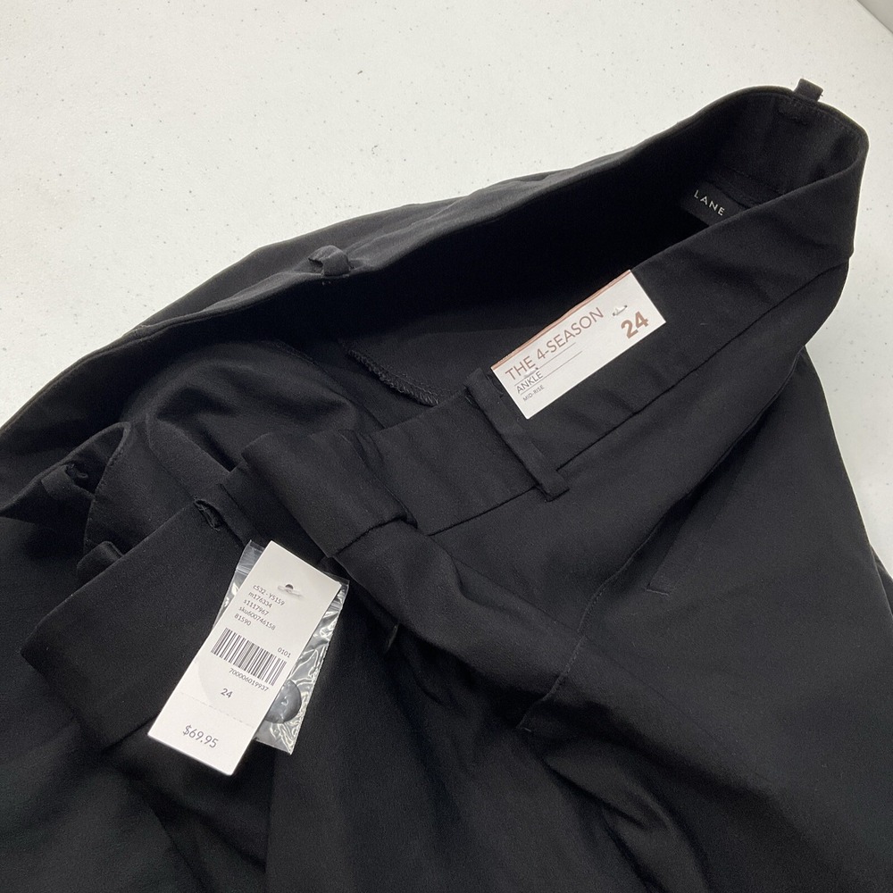 Lane Bryant 4 Season Pants Womens Sz 24 Plus Black Stretch Twill Ankle Trousers - Picture 3 of 6